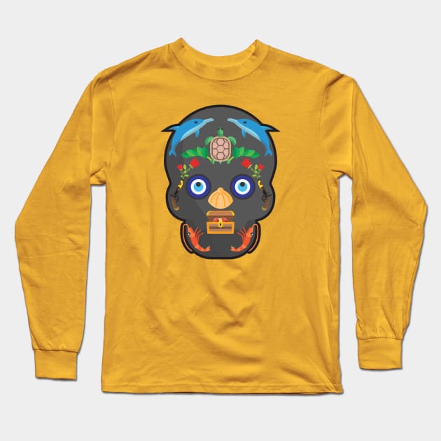 Sealife Sugar Skull Long Sleeve T-Shirt by shultcreative